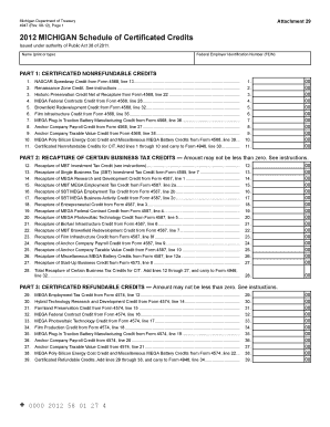 Michigan Schedule of Certificated Credits