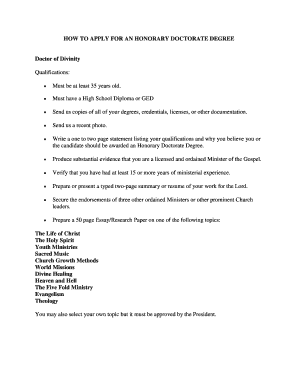 Fillable Online HOW TO APPLY FOR AN HONORARY DOCTORATE DEGREE Fax Email ...