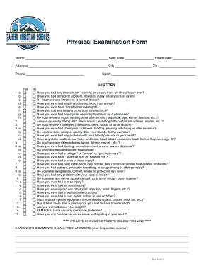 Physical Examination Form