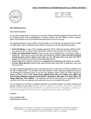 West Windsor-Plainsboro School Registration Form