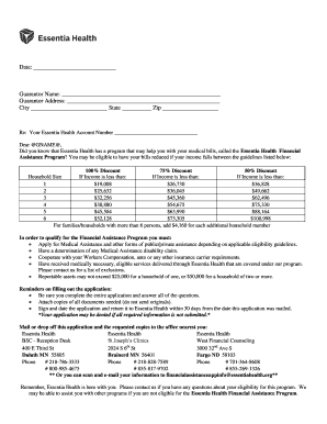 Essentia Health Financial Assistance Application