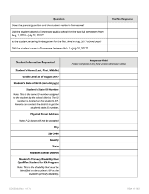 Tennessee IEA Program Student Application