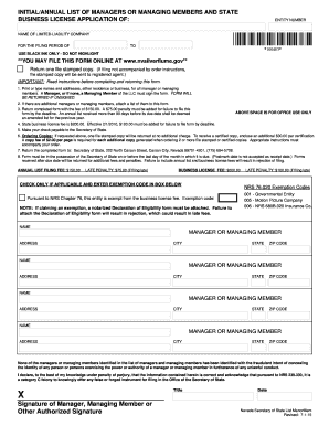 Nevada Annual List of Managers or Managing Members