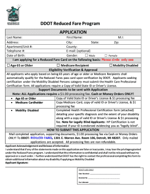 DDOT Reduced Fare Program Application