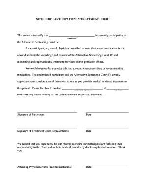 Notice of Participation in Treatment Court
