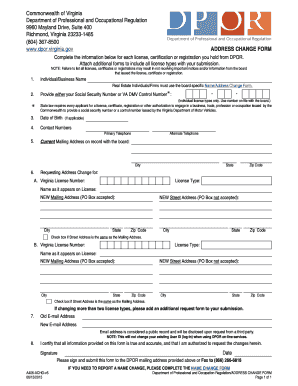 Virginia Address Change Form