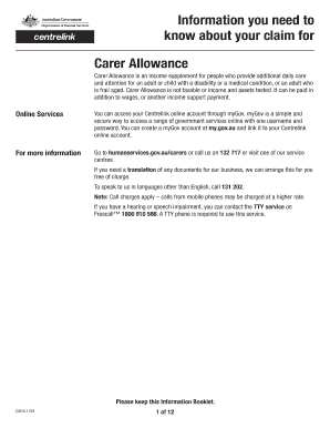 Sa406 form - Information you need to know about your claim for Carer Allowance - humanservices gov