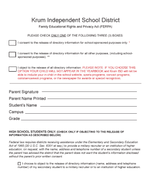 FERPA Directory Information Consent Form