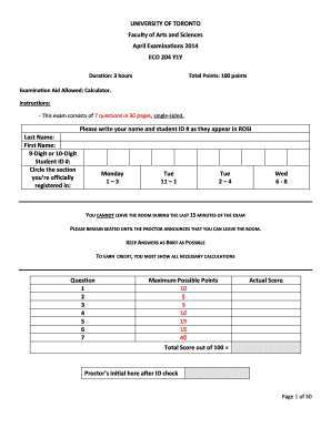 University of Toronto ECO 204 Exam 2014