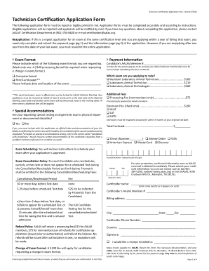Technician Certification Application Form
