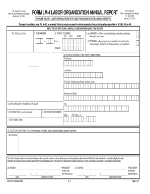 US Labor Organization Annual Report Form LM-4