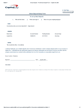 Fillable Online Direct Deposit Print Direct Deposit Form Capital One ...