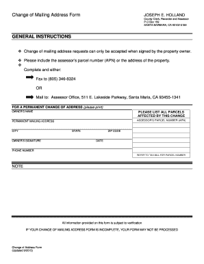 California Change of Mailing Address Form
