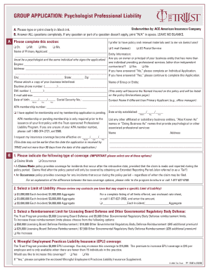 Psychologist Professional Liability Application