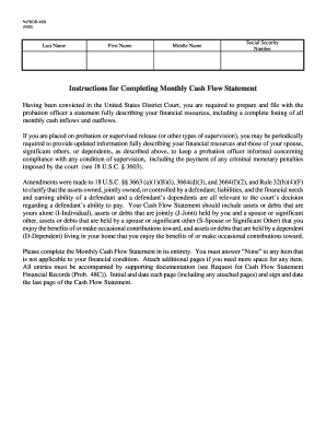 OPROB 48B Monthly Cash Flow Statement