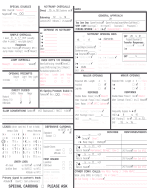 Bridge Tournament Scorecard