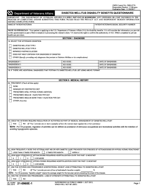 Diabetes Mellitus Disability Benefits Questionnaire