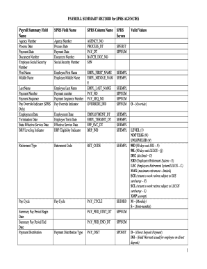 Payroll Summary Record for SPRS Agencies