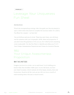 Fun Sheet for Unique Awesomeness Proposition