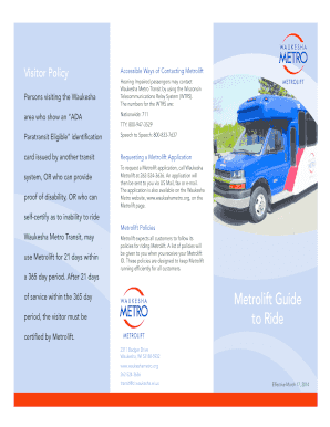 Fillable Online Metrolift Guide to Ride (PDF) Fax Email Print - pdfFiller