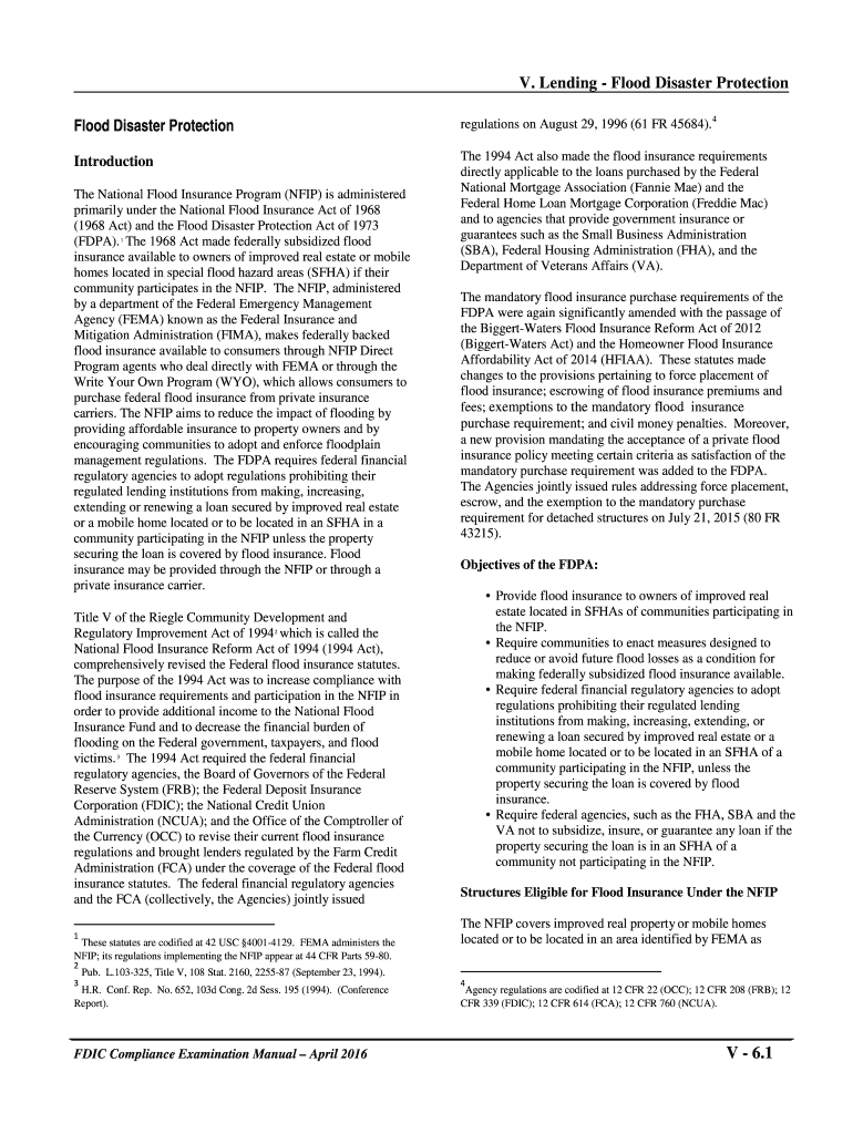 V Lending - Flood Disaster Protection - fdic Preview on Page 1