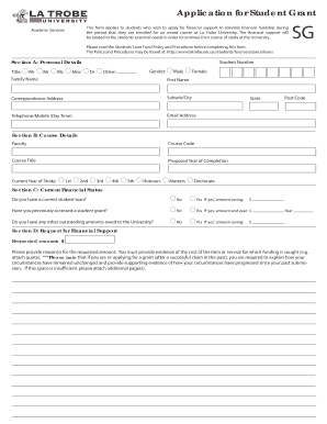 Student Grant Application Form