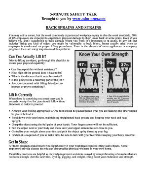 Back Strains Safety Talk