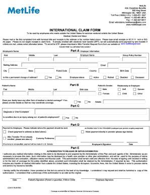 MetLife International Claim Form