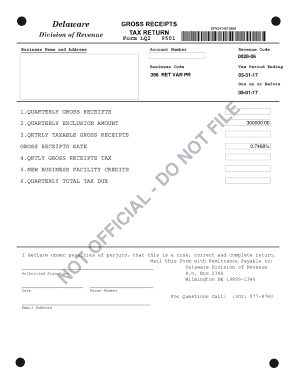 Delaware Quarterly Gross Receipts Tax Form