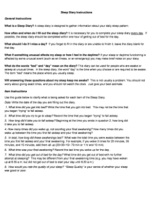 Sleep Diary Instructions