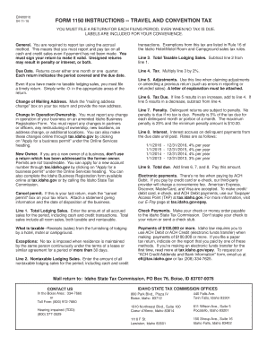 fillable online tax idaho form 1150 instructions travel and st 101 form idaho