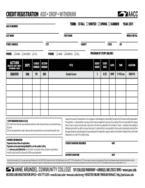 Credit Registration Form
