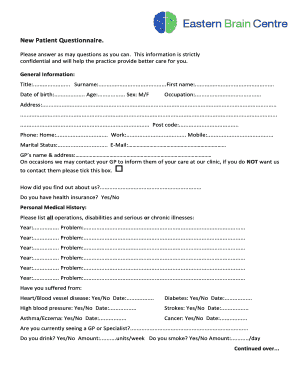 New Patient Questionnaire