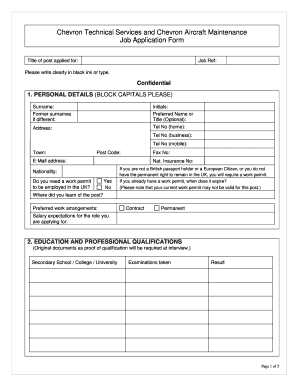 Chevron Job Application Form