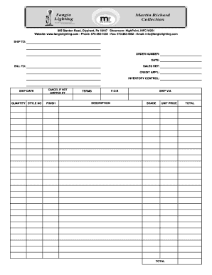 Lighting Order Form