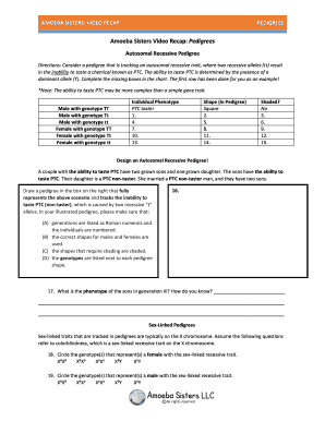 Amoeba Sisters Video Recap Pedigrees Answer Key - Fill and Sign Printable  Template Online