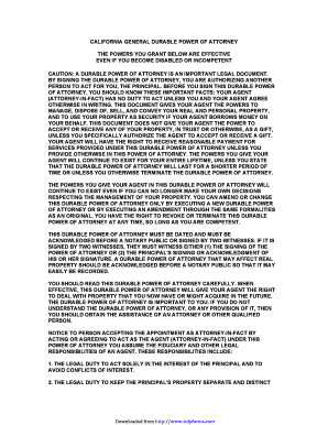 California General Durable Power of Attorney