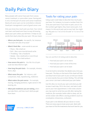 Daily Pain Diary for Cancer Patients