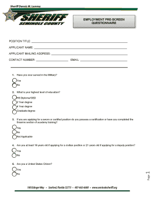 Employment Pre-Screen Questionnaire