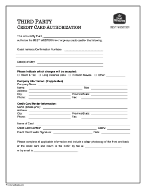 Third Party Credit Card Authorization