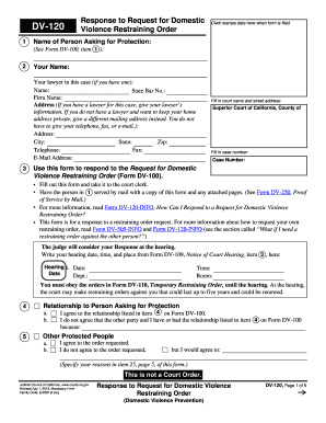 Response to Request for Domestic Violence Restraining Order