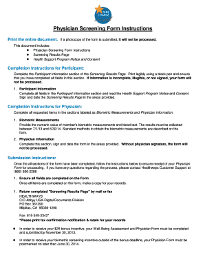 Physician Screening Form