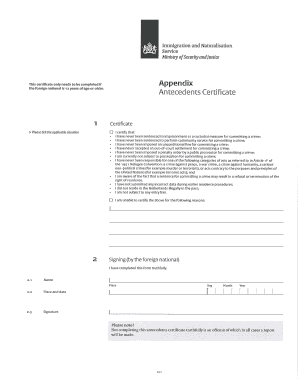 Antecedents Certificate for Immigration