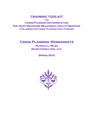 Crisis Planning Worksheets for Youth
