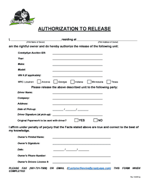 Authorization to Release Form