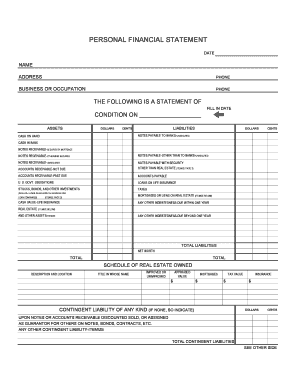 Personal Financial Statement Form