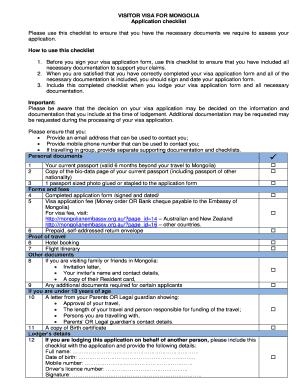 Mongolia Visa Application Form