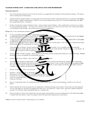 UK Reiki Federation Membership Application