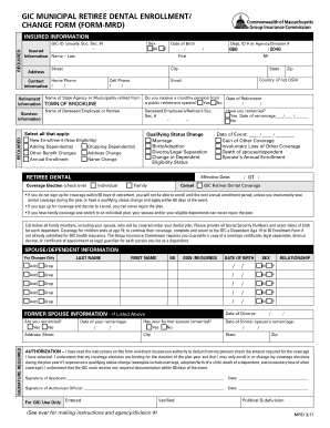 GIC Municipal Retiree Dental Enrollment Form