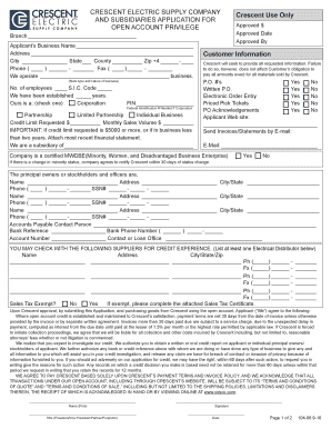 Crescent Electric Supply Company Open Account Application